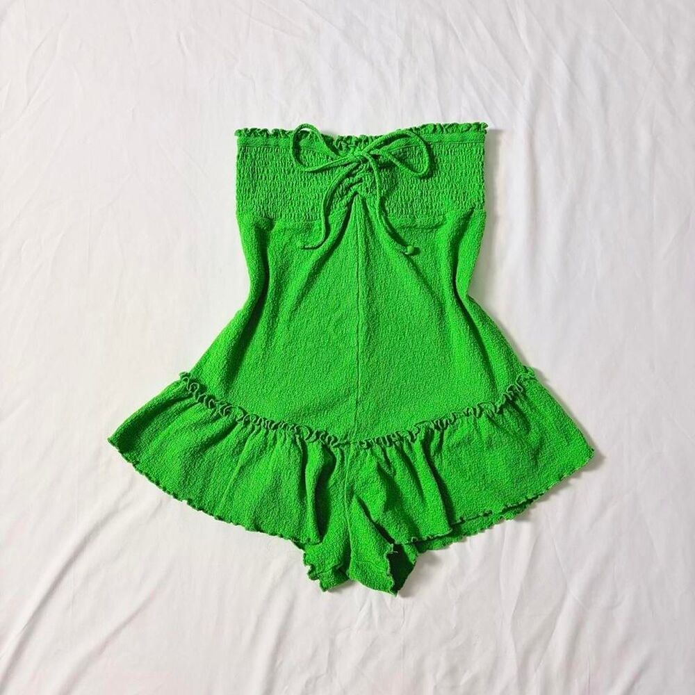 Out-from-under Women's Bright green strapless smocked bandeau romper